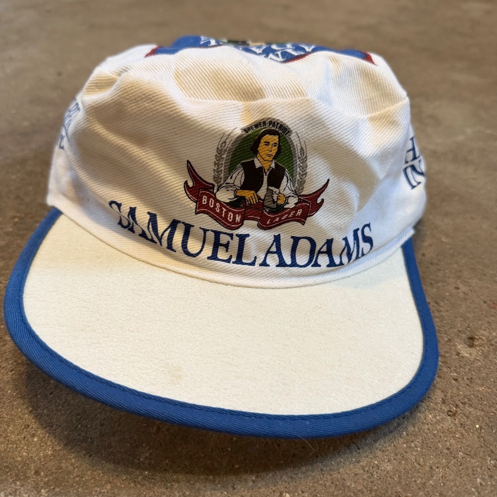 Samuel Adams Painters Hat Mens OSFM White Boston Lager Beer Vintage Cap